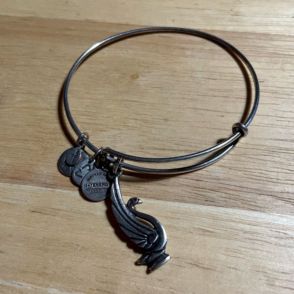 Alex and Ani Swan Bracelet in silver.